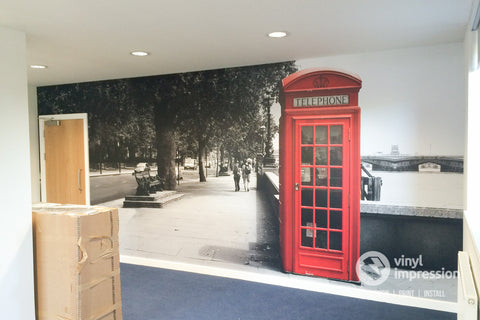 British telephone box wall mural