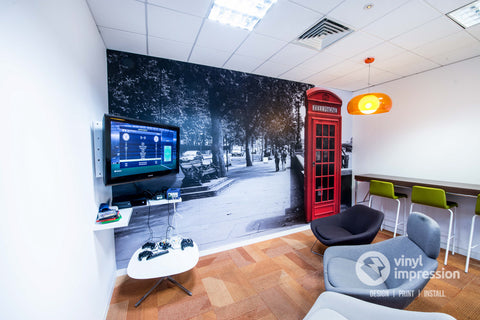 British telephone box wall mural