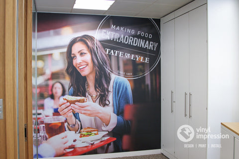 Woman eating full wall covering image