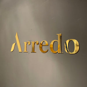 Arredo 3D Wall sign mirror gold laser cut office wall sign